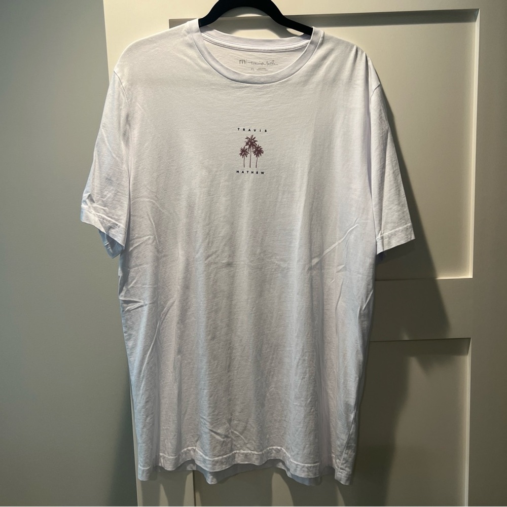 Men’s Travis Mathew T Shirt Short Sleeve White XL Palm Trees